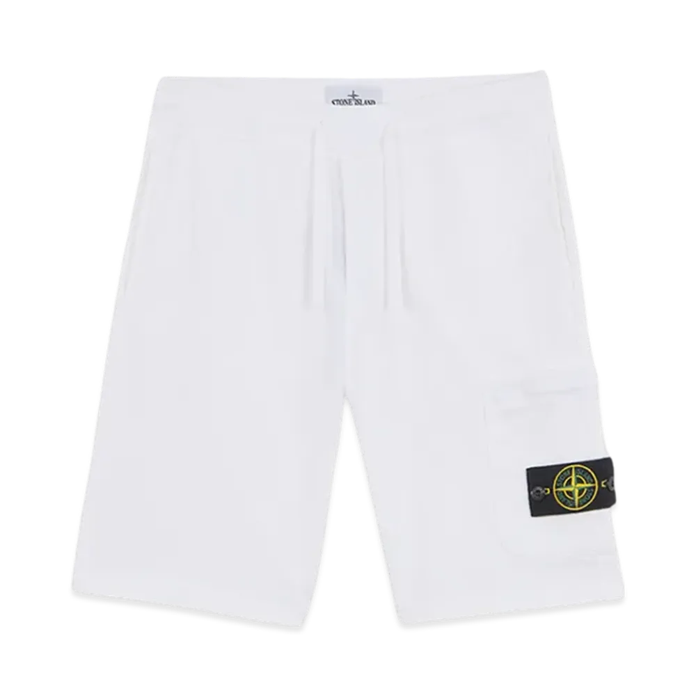 Stone Island 64651 Cotton Fleece Cargo Bermuda Shorts with Pockets - 24FW "White"