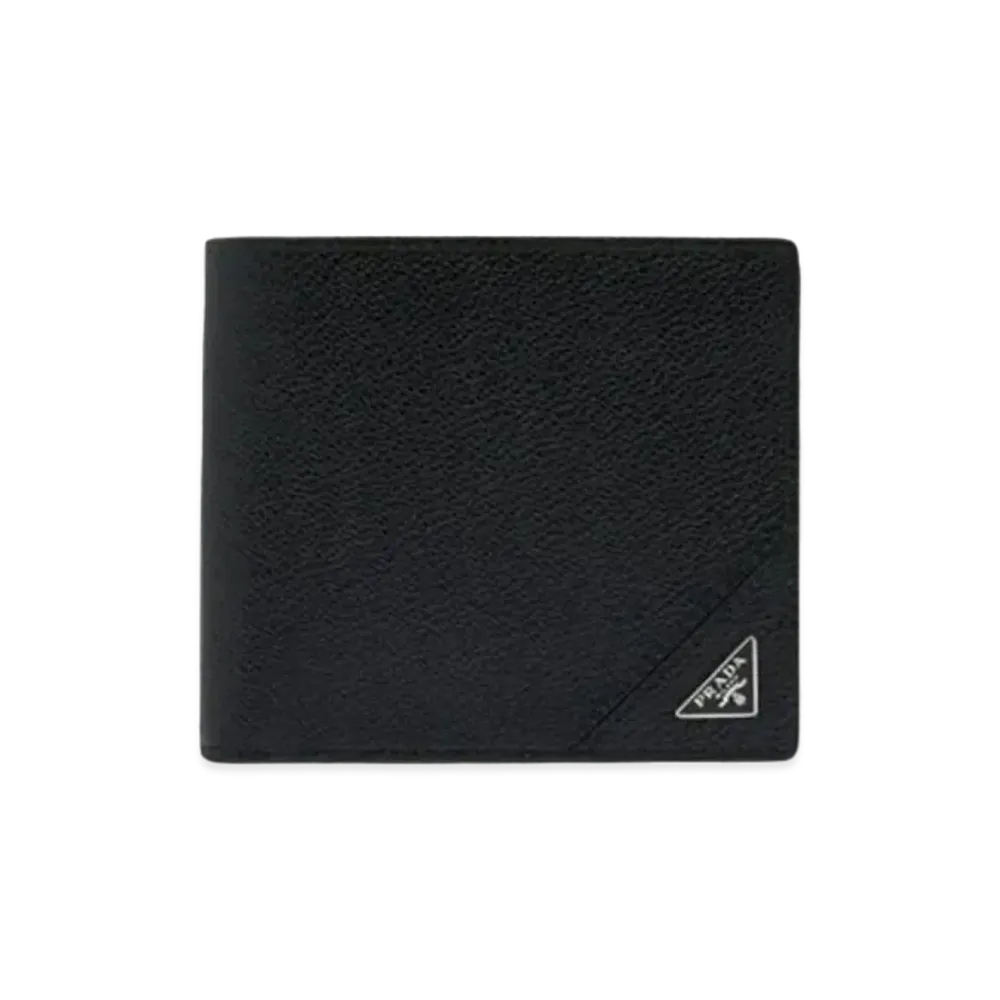 PRADA Vitello Micro Grain Leather Wallet "Black"