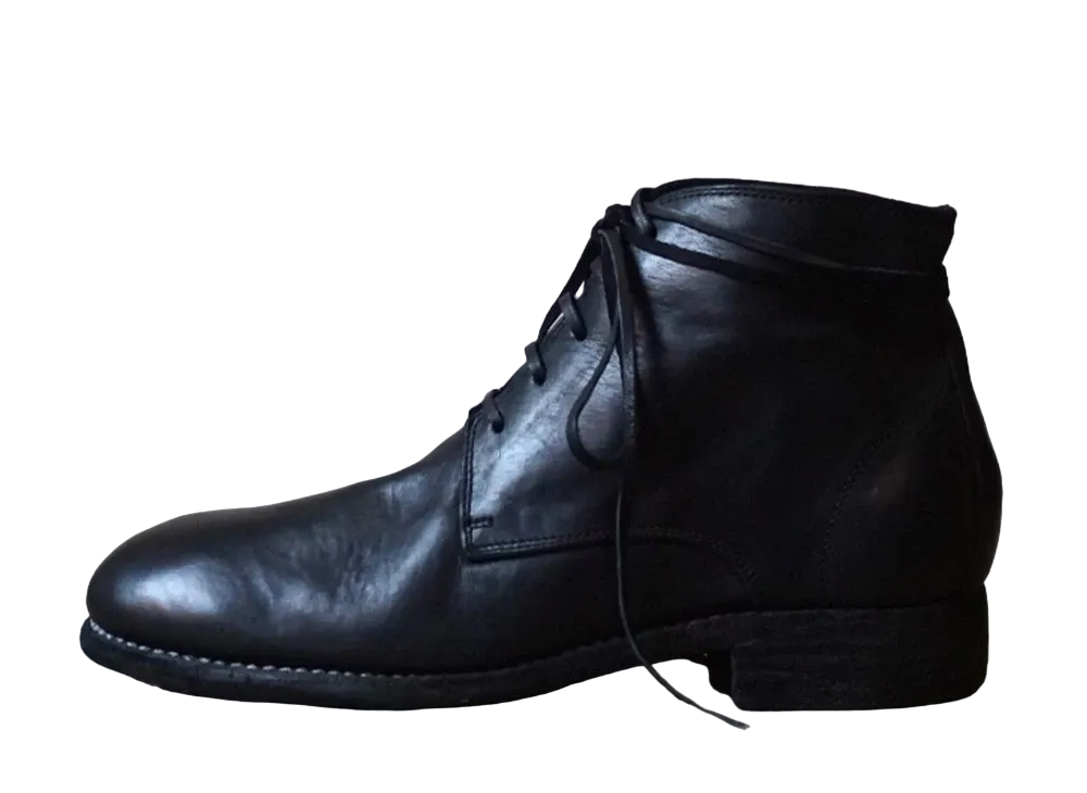 GUIDI Lace Up Boots Horse Full Grain Leather "Black" 993X Leather Sole