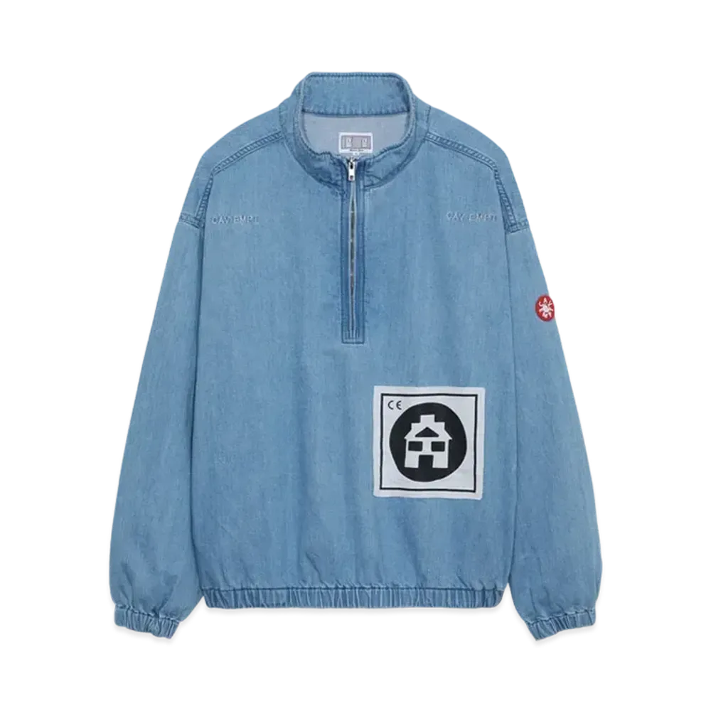 Cav Empt (C.E) BLEACHED DENIM HALF ZIP JACKET "Blue"