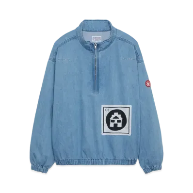 Cav Empt (C.E) BLEACHED DENIM HALF ZIP JACKET "Blue"