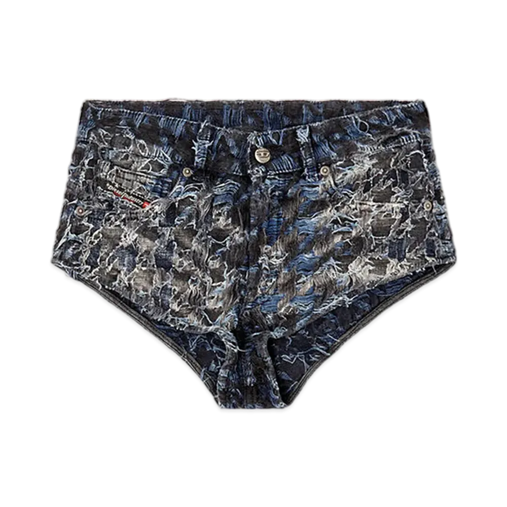 Diesel De-Jizz-Fsh2 Shorts In Houndstooth Tie-Dye Denim "Dark Blue"