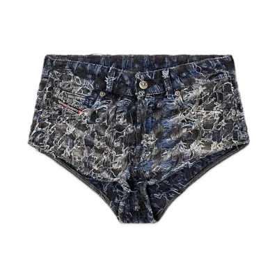 Diesel De-Jizz-Fsh2 Shorts In Houndstooth Tie-Dye Denim "Dark Blue"