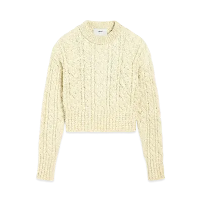 AMI PARIS Cable Lurex Knit Sweater "Off White"