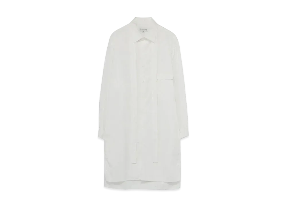 Yohji Yamamoto Pour Homme COTTON BROAD CHAIN STITCH BROAD DESIGN COLLAR BLOUSE "White"