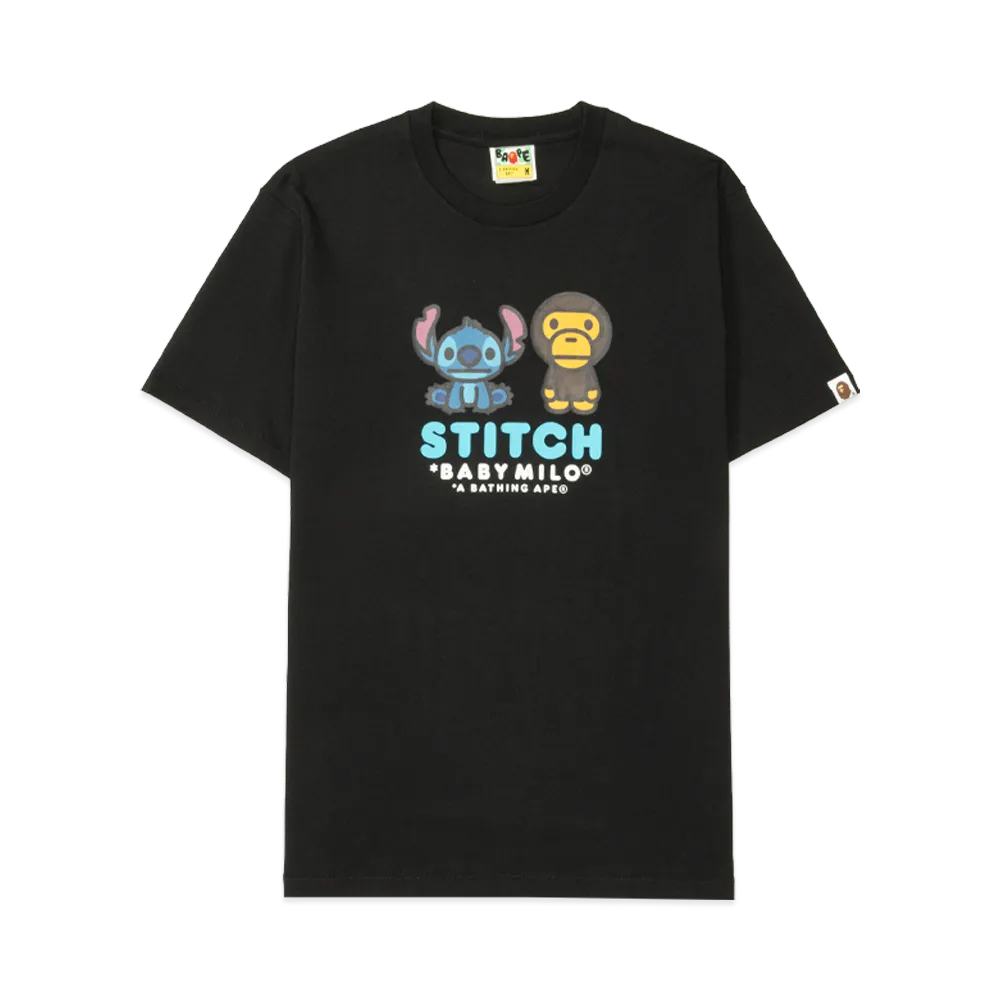 A BATHING APE x Disney Stitch And Baby Milo Tee "Black"