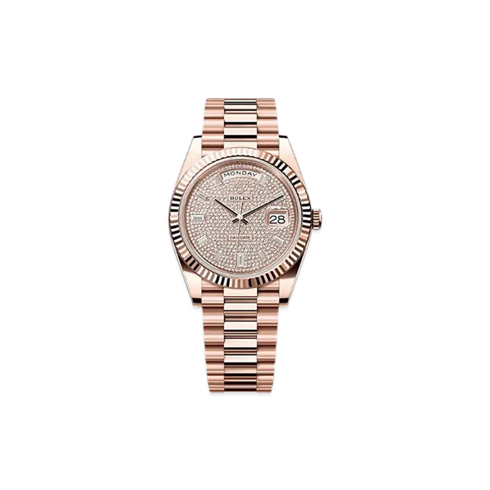ROLEX Day-Date 40mm Everose Gold 228235 "Pave diamonds"