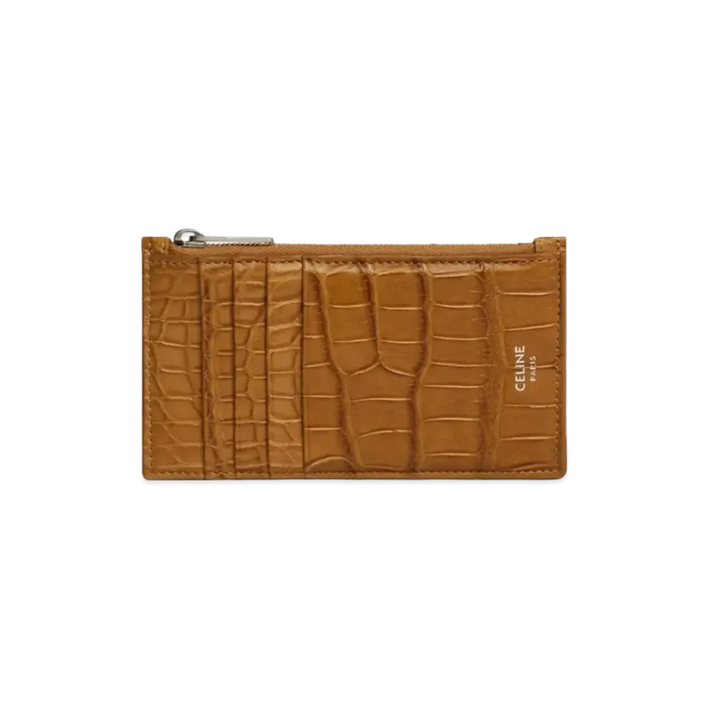 CELINE Zipped Compact Card Holder in Crocodile  "Blonde"