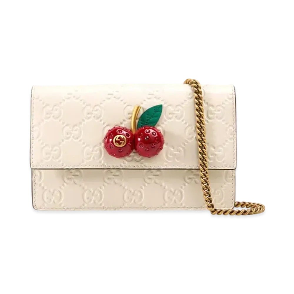 GUCCI Cherry GG Supreme Canvas Minibag "White"