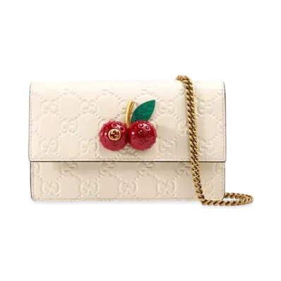 GUCCI Cherry GG Supreme Canvas Minibag "White"