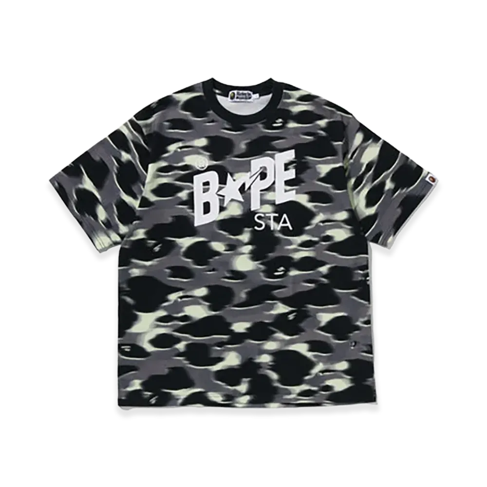 A BATHING APE Screen Camo Sta Logo Relaxed Fit Tee "Black"
