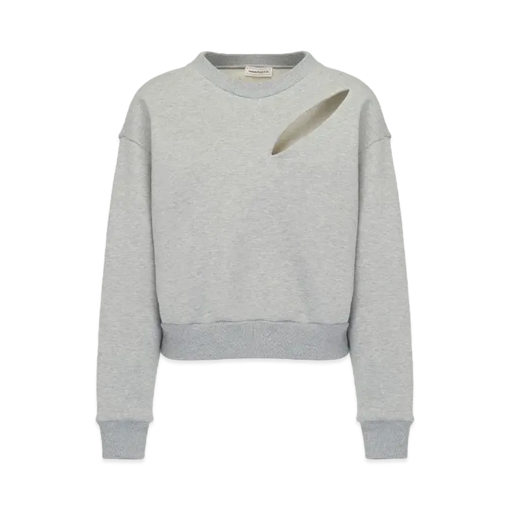 Alexander McQUEEN Slashed Sweatshirt "Grey Melange"