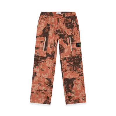 Stone Island 335E2 Camouflage Cotton Canvas Relaxed Fit Cargo Pants with Camouflage Print - 24FW "Orange"