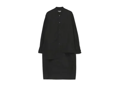 Yohji Yamamoto Pour Homme COTTON BROAD CHAIN STITCH ASYMMETRY BLOUSE "Black"