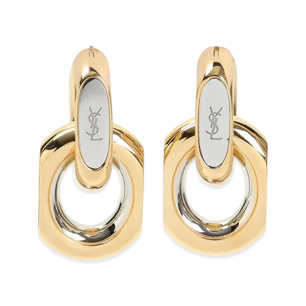 Saint Laurent Women's Double Hoop Earrings "Multi"