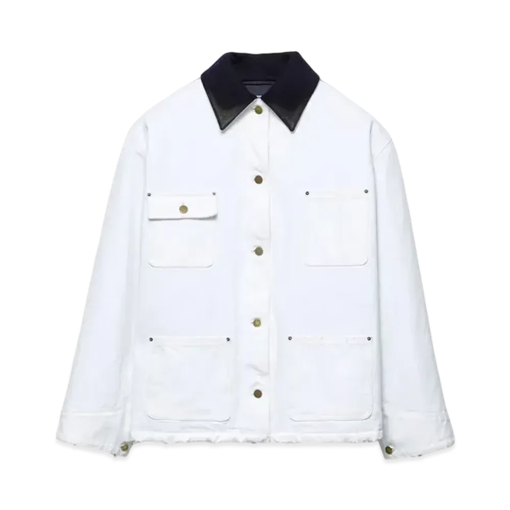 PRADA Women's Canvas Blouson Jacket "White"