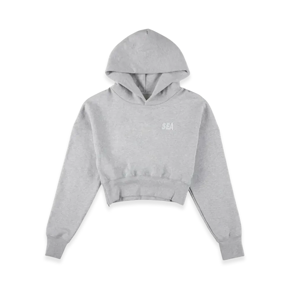 WIND AND SEA Cozy Cropped Hooded Sweatshirt(Ladies) "Heather Gray"