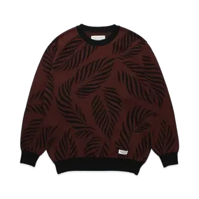 WACKO MARIA Leaf Jacquard Sweater "Burgundy"