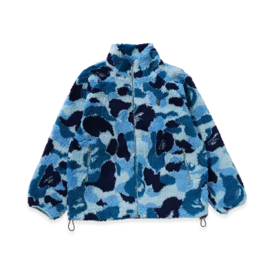 A BATHING APE Metal One Point Boa Jacket "Blue"