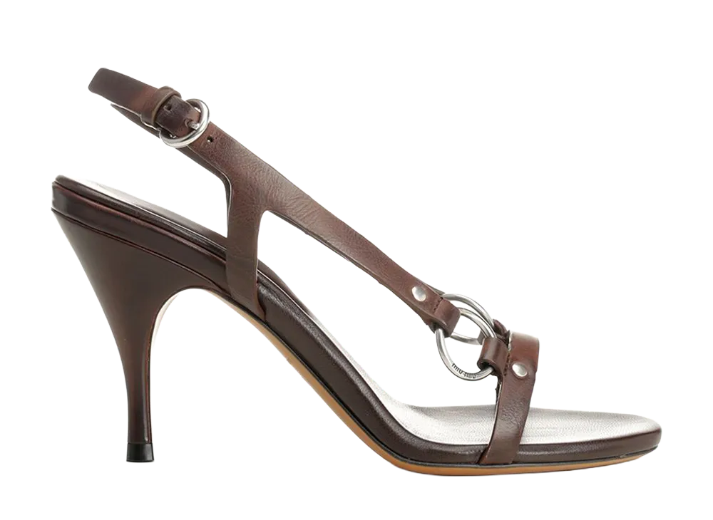 MIU MIU Women's Leather Sandals "Brown"