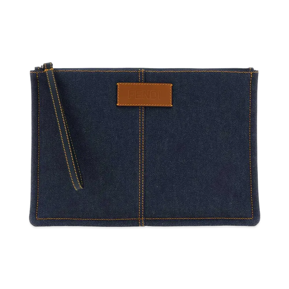 FENDI Denim Medium Clutch "Blue"