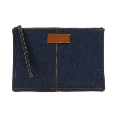 FENDI Denim Medium Clutch "Blue"