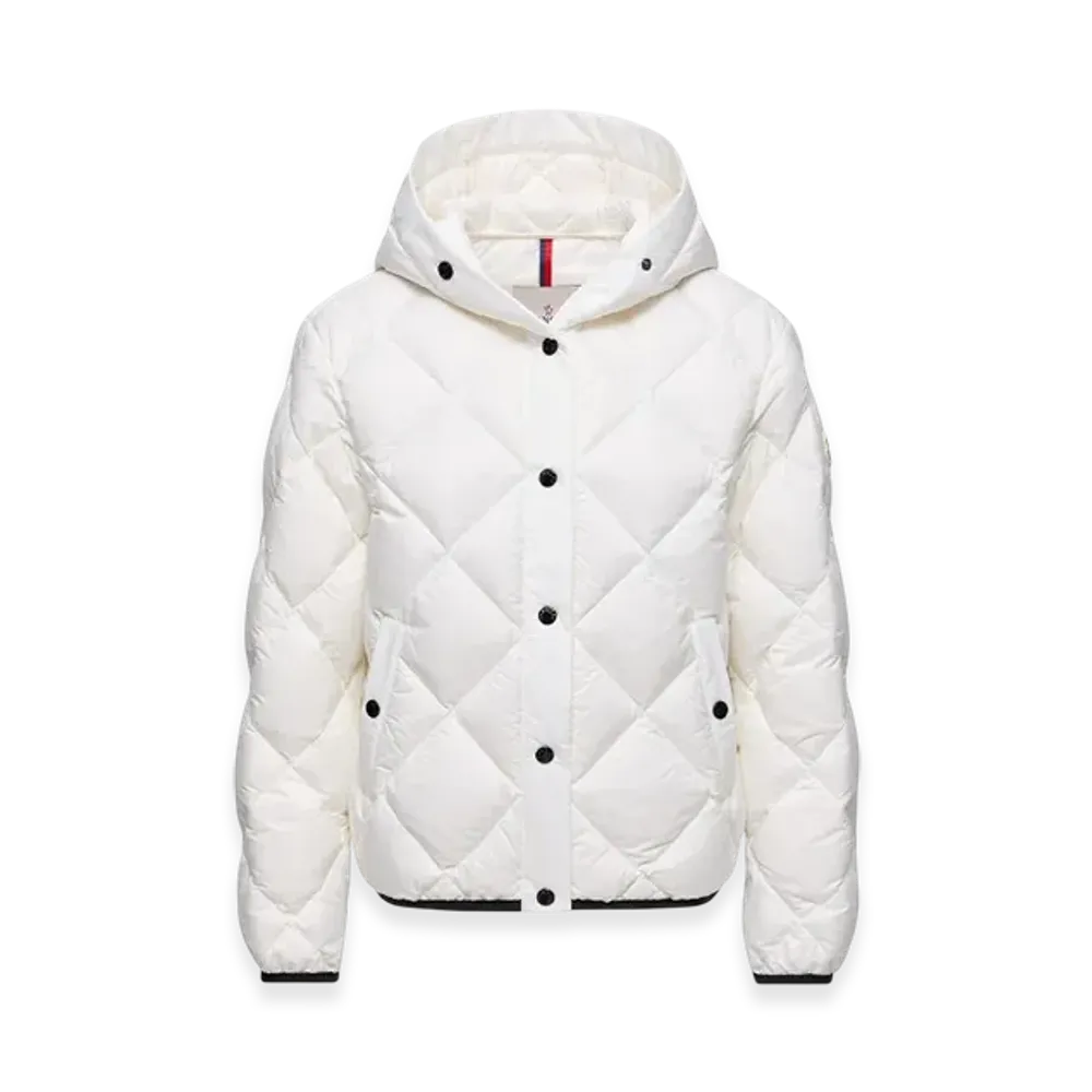 MONCLER Arvouin Hooded Diamond-Quilted Short Down Jacket "White"