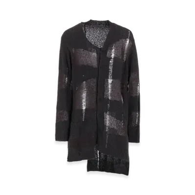 Yohji Yamamoto POUR HOMME 5G Randome Damage Processed Cardigan "Charcoal"