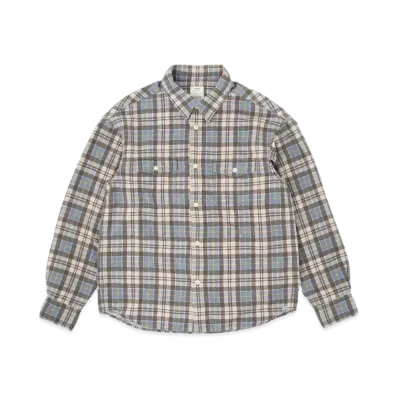 visvim Pioneer Khadi Check L/S "Blue"