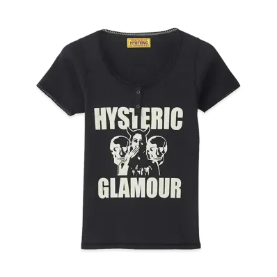HYSTERIC GLAMOUR Women's Evil Skull Baby Tee "Black"