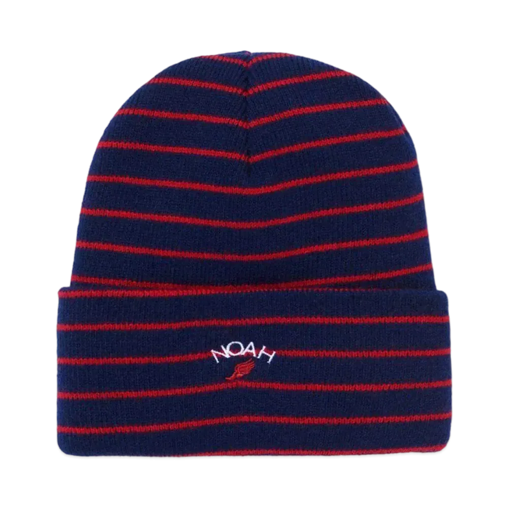 Noah Border Beanie "Navy/Red"