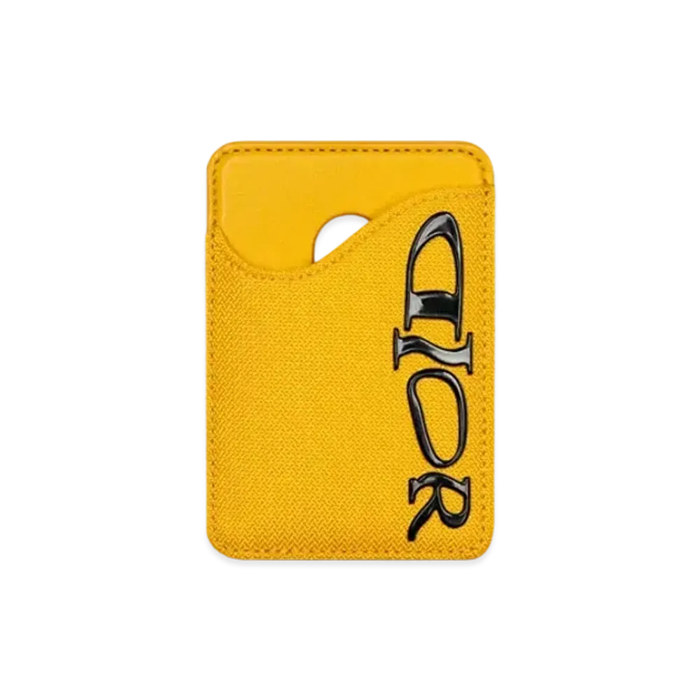 Dior x LEWIS HAMILTON Saddle Magnetic Card Holder Nylon and Yellow Leather Effect Technical Fabric "Yellow"