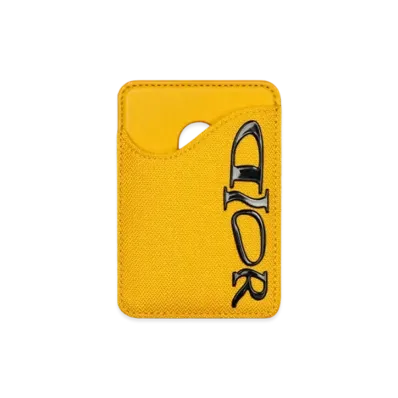 Dior x LEWIS HAMILTON Saddle Magnetic Card Holder Nylon and Yellow Leather Effect Technical Fabric "Yellow"