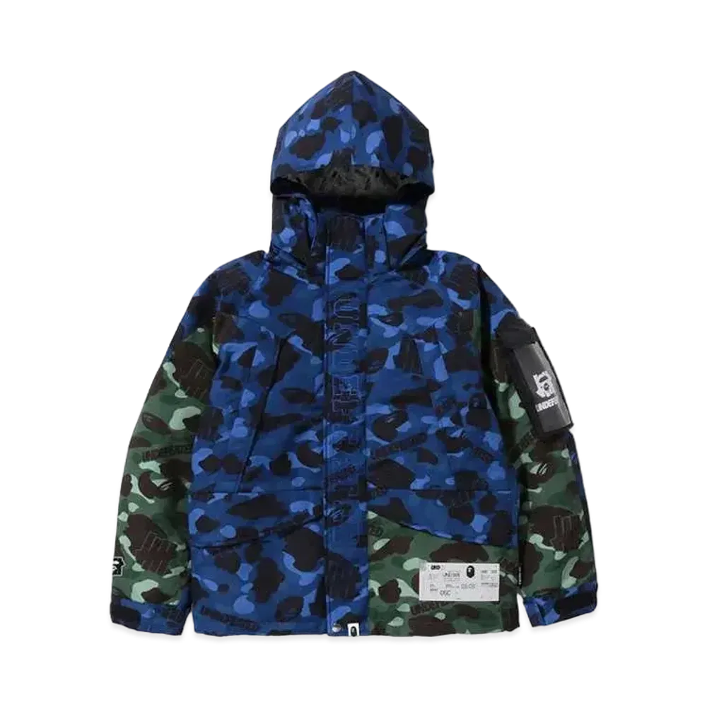 A BATHING APE x UNDEFEATED Color Camo Snowboard Down Jacket "Blue"