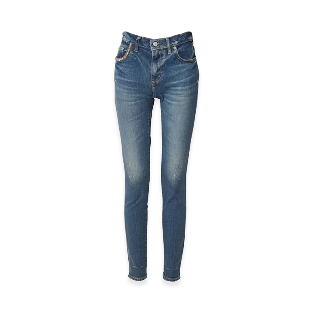 HYSTERIC GLAMOUR Women's HYS SP Processed Skinny Denim Pants "Light Indigo Blue"