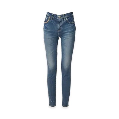 HYSTERIC GLAMOUR Women's HYS SP Processed Skinny Denim Pants "Light Indigo Blue"