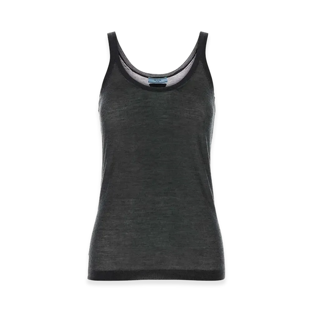 PRADA Women's Graphite Cashmere Blend Tank Top "Gray"