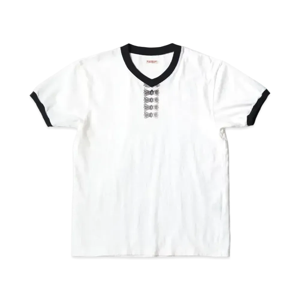 KAPITAL 20 India V Neck Ringer Tee "White"