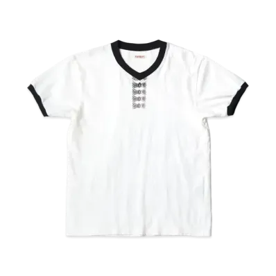 KAPITAL 20 India V Neck Ringer Tee "White"