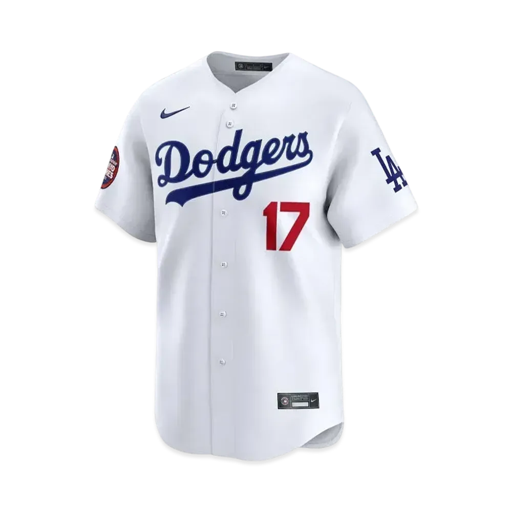 MLB Nike Dodgers Shohei Otani Uniform Limited Jersey Home MLB Tokyo Series Opening Game Sleeve Patch Included "White"