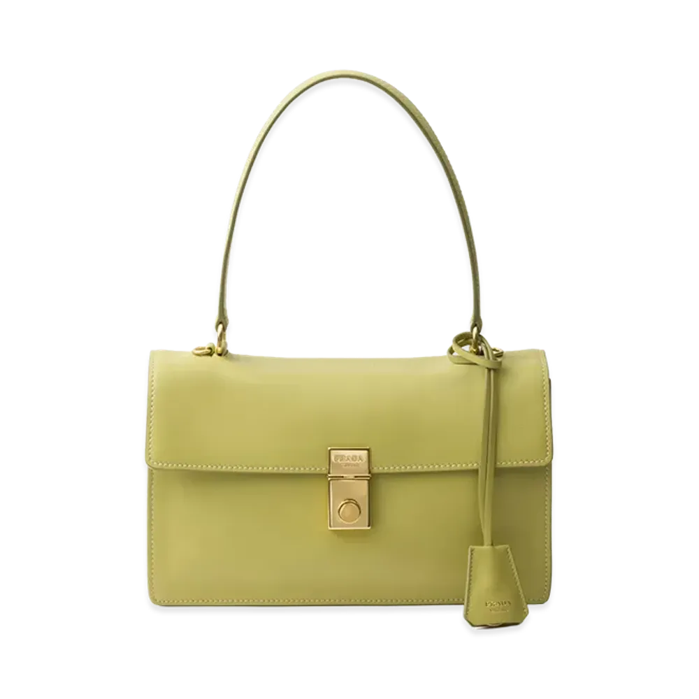 PRADA Soft Sound Medium Leather Shoulder Bag "Pistachio Green"