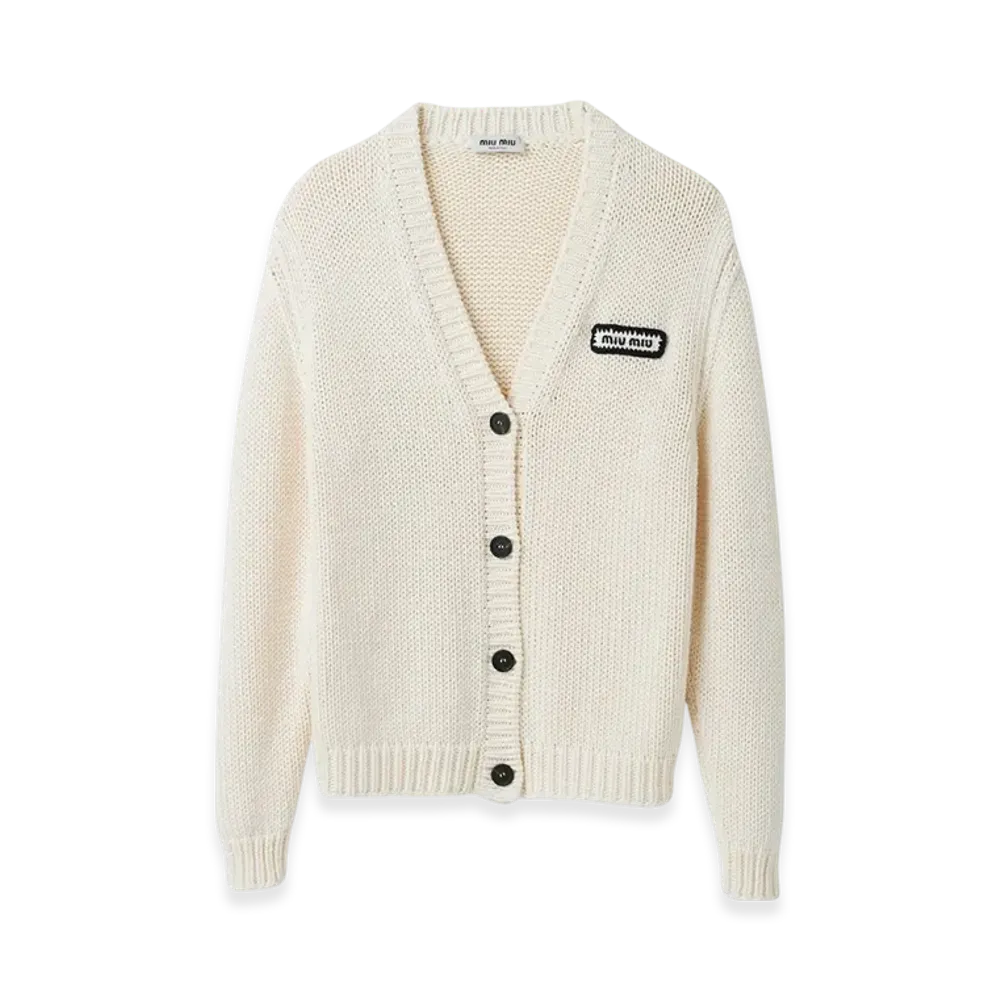 MIU MIU Women's Cotton and Cashmere Cardigan "White"