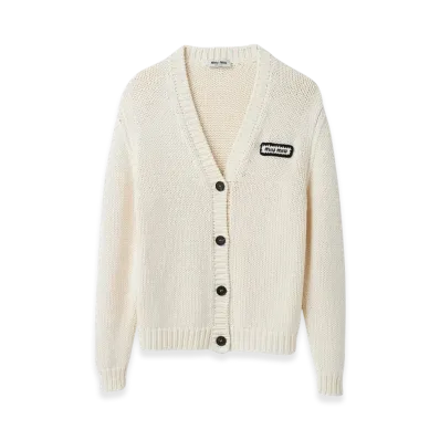 MIU MIU Women's Cotton and Cashmere Cardigan "White"