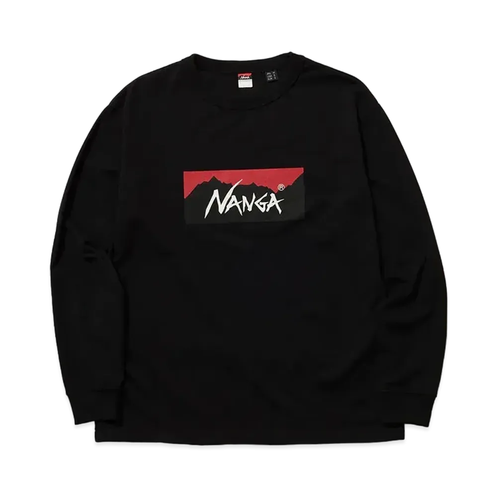 NANGA Eco Hybrid Box Logo L/S Tee "Black"