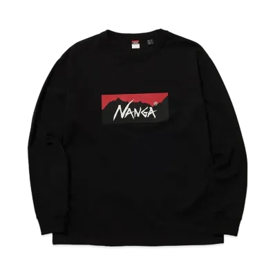NANGA Eco Hybrid Box Logo L/S Tee "Black"