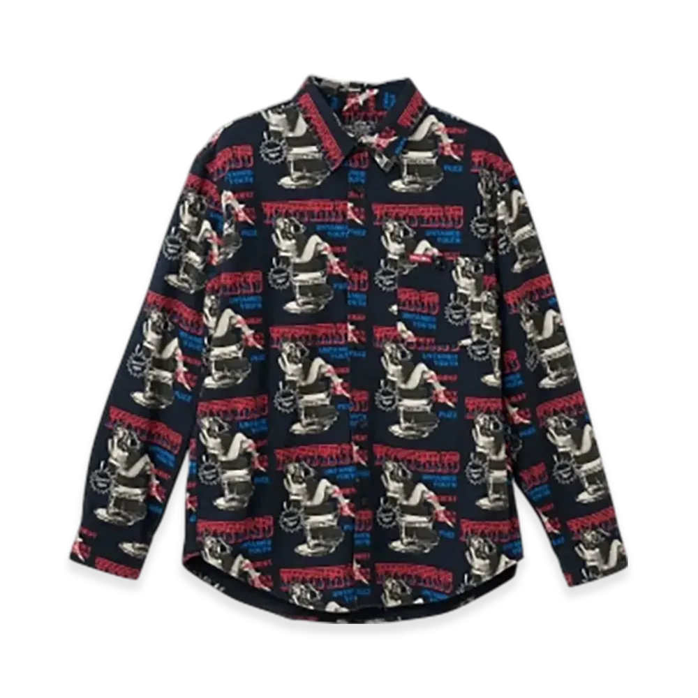 HYSTERIC GLAMOUR Hysteric Hair Cut Pattern Regular Collar Shirt "Black"