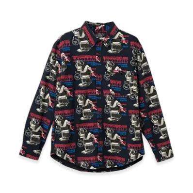HYSTERIC GLAMOUR Hysteric Hair Cut Pattern Regular Collar Shirt "Black"