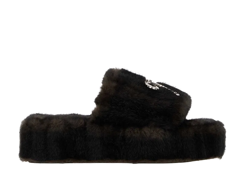 BALENCIAGA Women's Eco Fur Slippers "Brown"