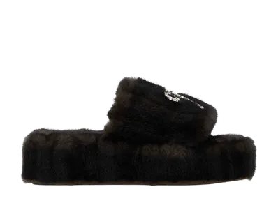 BALENCIAGA Women's Eco Fur Slippers "Brown"