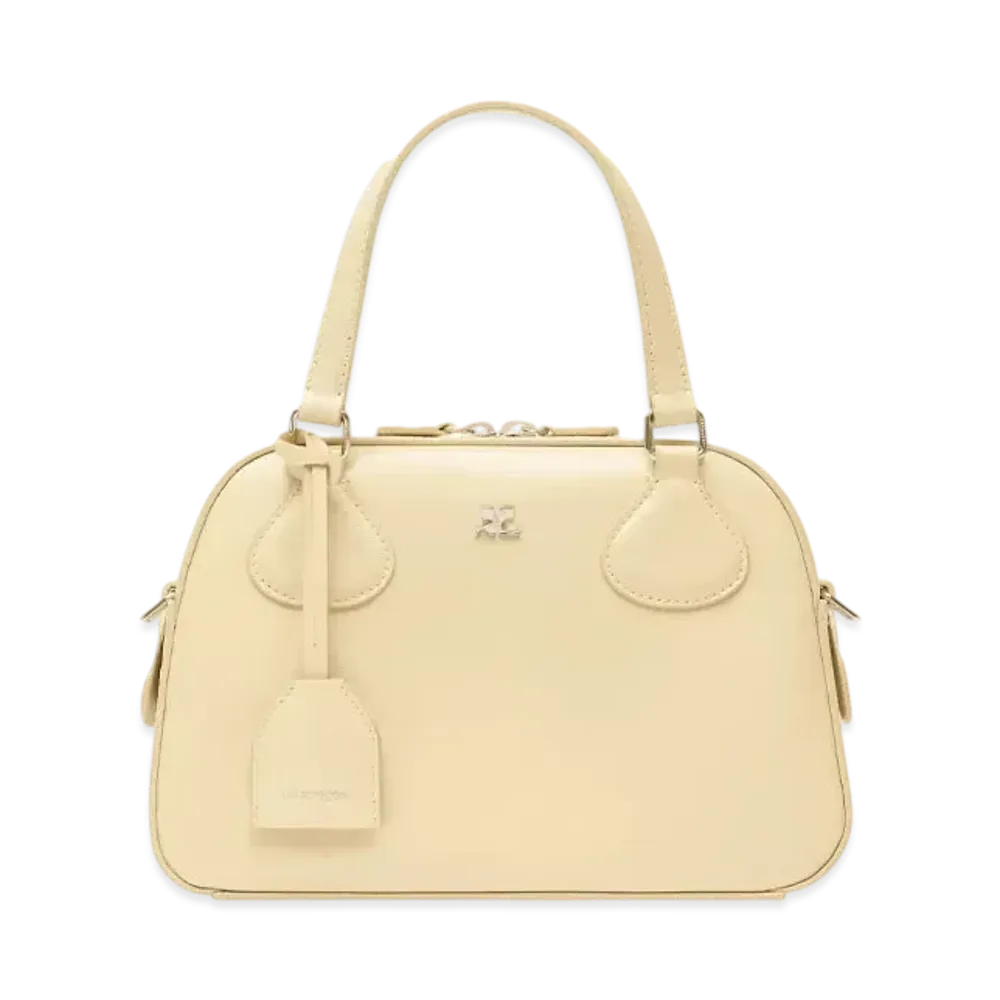 Courreges AC Stud Leather Bowling Bag "Soft Butter"